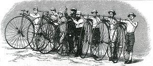 Bicycle Race from Bath to London - The Start, illustration from 